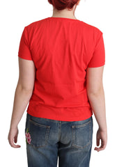 T-shirt Moschino rouge en coton imprimé triangle graphique Swim
