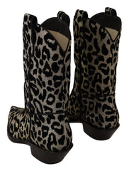 Bottes de cowboy Dolce & Gabbana grises et noires à motif léopard