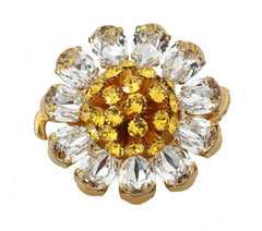 Bague Dolce & Gabbana en laiton doré et cristal jaune en forme de fleur
