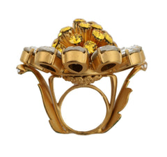 Bague Dolce & Gabbana en laiton doré et cristal jaune en forme de fleur