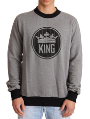 Pull en coton gris Dolce & Gabbana Crown King