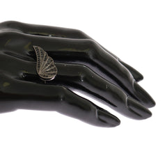 Nialaya Silberner Damenring mit schwarzem Zirkonia, Rhodium 925