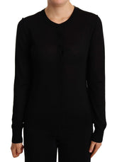 Dolce & Gabbana Schwarzer Rundhalspullover STAFF Pullover Wolle