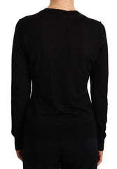 Dolce & Gabbana Schwarzer Rundhalspullover STAFF Pullover Wolle