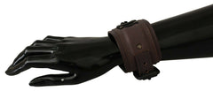 Bracelet Scervino Street en cuir marron avec boucle large de marque