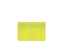 Étui à cartes/porte-cartes en cuir Visetos jaune néon MCM Spectrum Diamond Mini