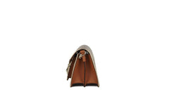 Sac à main bandoulière MCM Signature Berlin en cuir avec logo diamant doré et mini rabat.