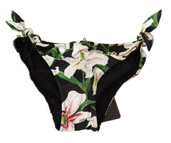 Bas de bikini Dolce & Gabbana à imprimé lys noir
