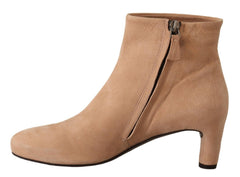 DEL CARLO Beige Wildleder Pumps Stiefel mit mittelhohem Absatz