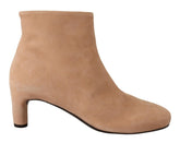 DEL CARLO Beige Wildleder Pumps Stiefel mit mittelhohem Absatz