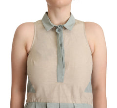 Comeforbreakfast Mehrfarbiges, ärmelloses Etuikleid mit Kragen