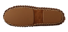 Dolce & Gabbana Brown Slip On Ballerina Flats Wool Knit Shoes