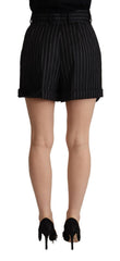 Dolce & Gabbana Bermuda-Shorts aus Wolle mit schwarzen Streifen und hohem Bund