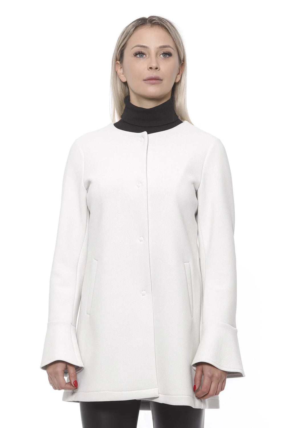 19V69 Italia Elegant White Neoprene Woman Coat - M - Overcoats
