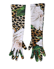 Dolce & Gabbana Multicolor Floral Leopard Elbow Length Women Gloves - 7|S