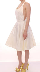 Robe Licia Florio blanche dos nu mi-longue