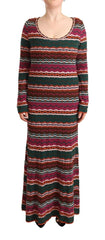 Robe fourreau maxi en laine tricotée à rayures multicolores Missoni