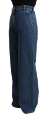 Jean en denim bleu GCDS en coton, taille haute, jambes larges et coupe bootcut