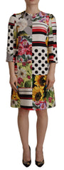 Robe fourreau Dolce & Gabbana multicolore en charmeuse à imprimé floral et jacquard patchwork