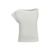 PINKO White Cotton Sleeveles T-Shirt