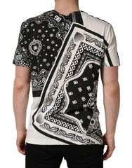 Dolce & Gabbana Black White Bandana Cotton Crew Neck T-shirt