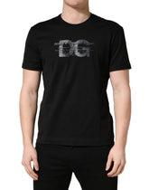 +39 MASQ Black Logo DG Print Cotton Crew Neck T-shirt - IT46 | S
