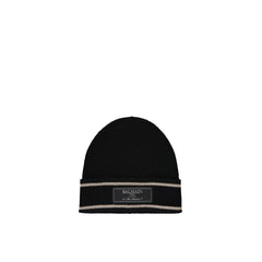 Balmain Black Merino Wool Beanie - UNI