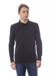 Polo homme Verri en coton noir à manches longues