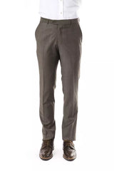 Uominitaliani Pantalon de costume en laine gris pour hommes