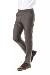 Uominitaliani Pantalon de costume en laine gris pour hommes