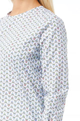 Bagutta Damen-Baumwollbluse in Weiß mit Totenkopf-Print und Verschlussdetails