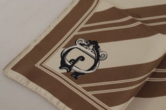 Dolce & Gabbana braun gestreiftes DG Logo quadratisches Herren-Taschentuch