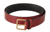 Ceinture Dolce & Gabbana en cuir rouge avec boucle en métal gravée du logo doré