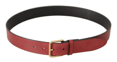 Ceinture Dolce & Gabbana en cuir rouge avec boucle en métal gravée du logo doré