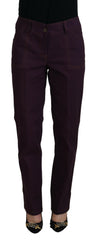 Pantalon BENCIVENGA violet en coton taille mi-haute fuselé pour femme