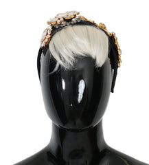Diadème Dolce & Gabbana Black Crystal White Hair Parrucchiera Headband