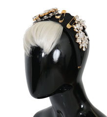 Diadème Dolce & Gabbana Black Crystal White Hair Parrucchiera Headband