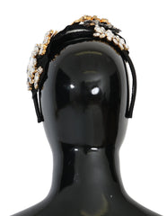 Diadème Dolce & Gabbana Black Crystal White Hair Parrucchiera Headband