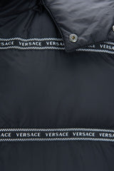 Gilet Versace Elegant Black Logo Band avec capuche amovible