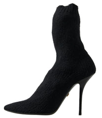 Bottes Dolce & Gabbana noires à talons aiguilles mi-mollet pour femmes