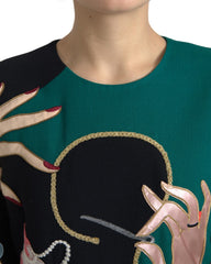 Robe longue Dolce & Gabbana multicolore à manches longues et coupe trapèze