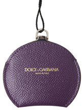 Dolce & Gabbana Runder Handspiegelhalter aus lila Kalbsleder