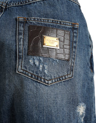 Dolce & Gabbana blaue Baumwoll-Denim-Hotpants mit hohem Bund