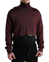 Dolce & Gabbana Pullover mit Rollkragen aus bordeauxrotem Viskose