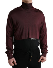 Pull col roulé en viscose bordeaux Dolce & Gabbana