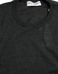 Dolce & Gabbana grauer Wollpullover mit Rundhalsausschnitt
