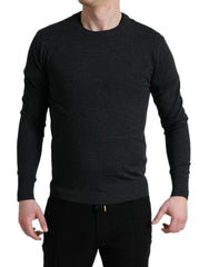 Dolce & Gabbana grauer Wollpullover mit Rundhalsausschnitt
