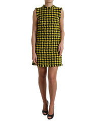 Robe mini sans manches Dolce & Gabbana jaune à motif pied-de-poule