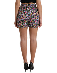 Short taille haute à fleurs multicolores Dolce & Gabbana