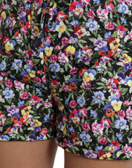 Short taille haute à fleurs multicolores Dolce & Gabbana